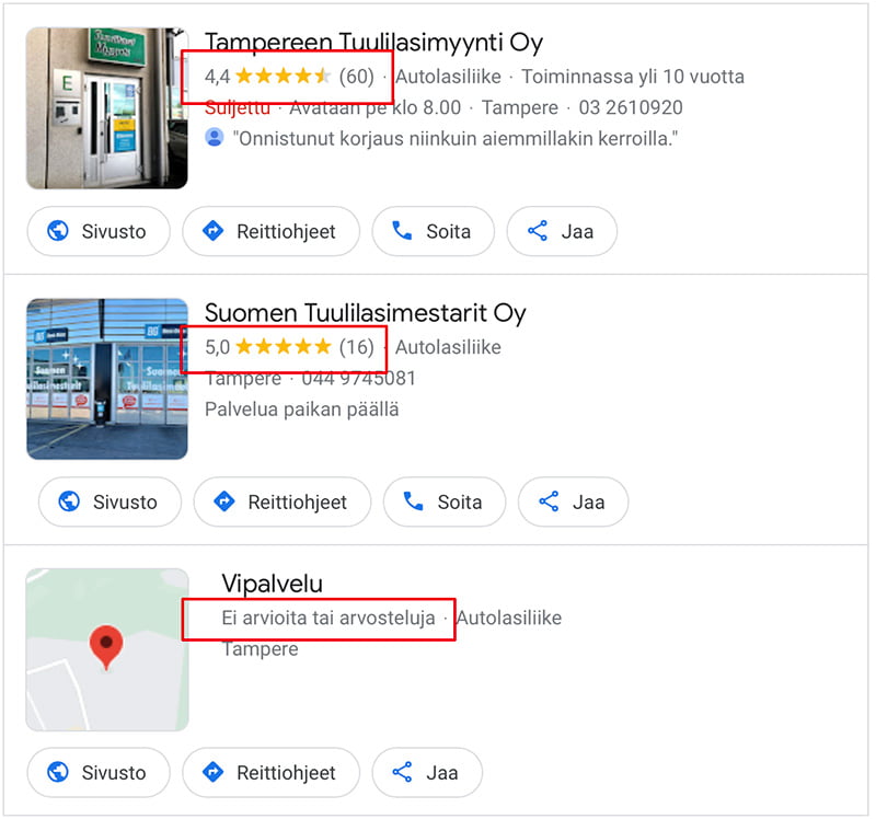 Yrityksen näkyvyys Googlessa